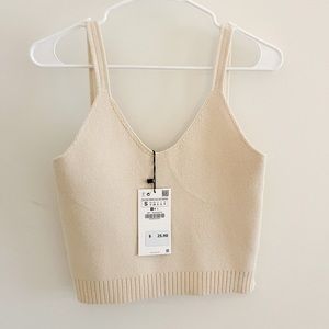 Zara cream knit crop top